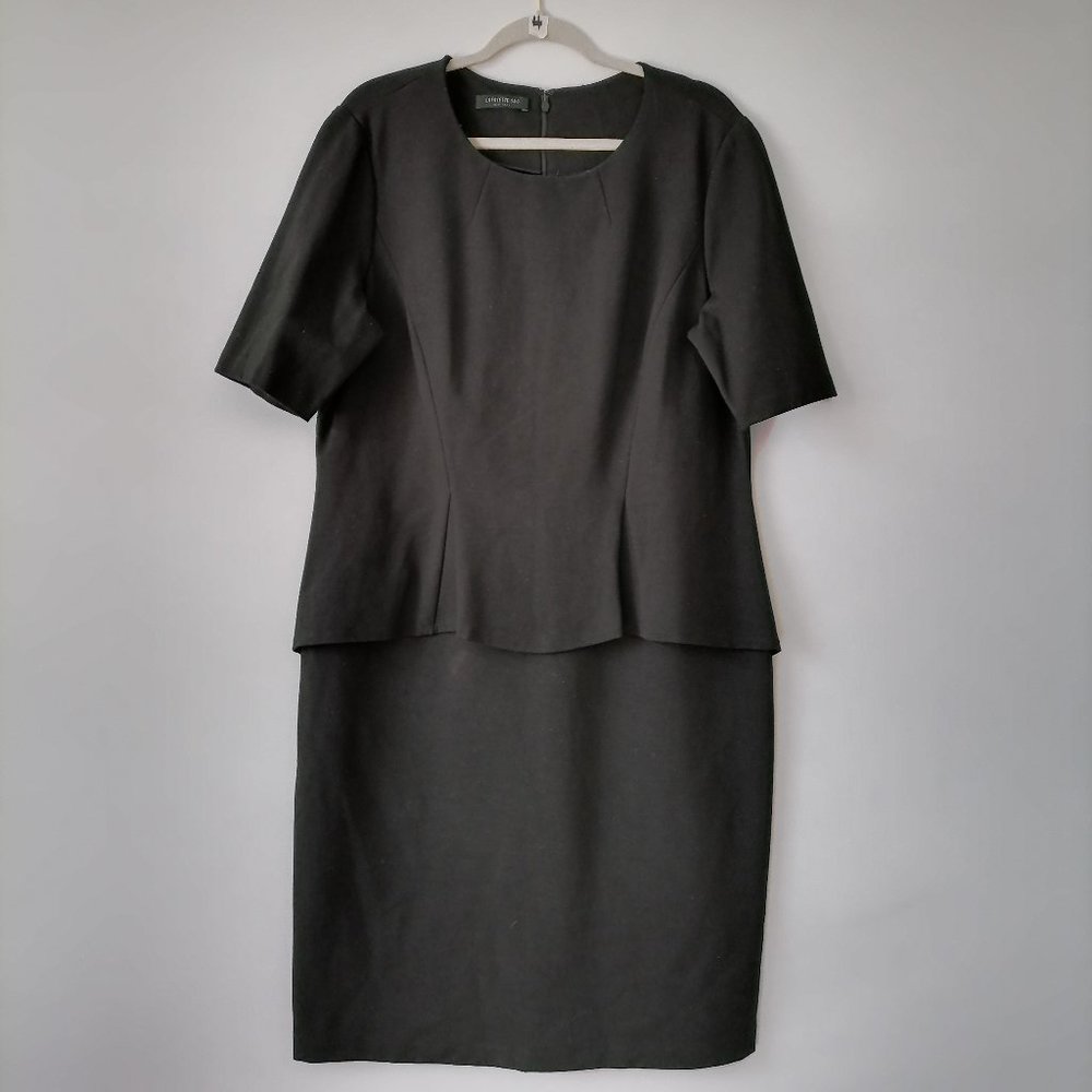 Lafayette 148 Women's Black Midi Dress Layered Size 10